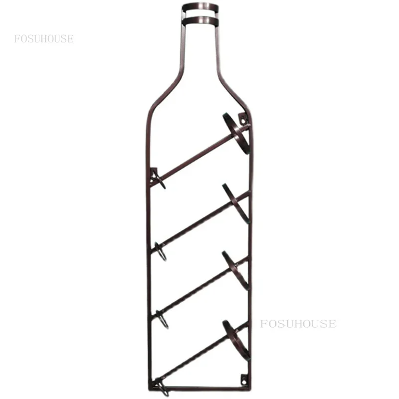 European Style Wrought Iron Restaurant Wall Mounted Wine Rack Creative Household Bar Cabinets Apartment Cafe Wine-bottle Holders