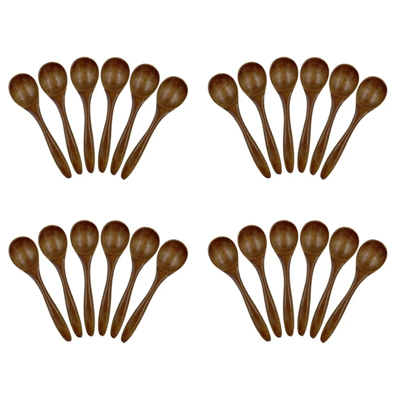 

Small Wooden Spoons, 24PCS 5.3 Inch Natural Soup Spoons Bamboo Wood Spoon For Eating, Handmade Condiments Mixing Serving