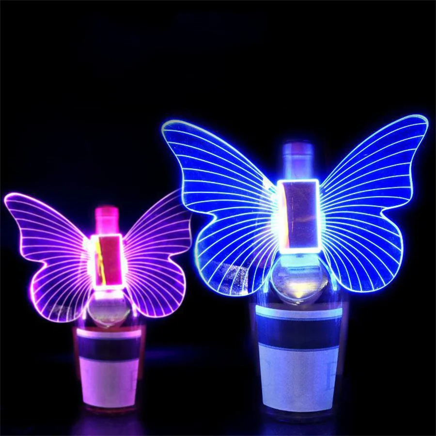 

RGB Changeable LED Strobe Baton Wine Bottle Topper Glowing Butterfly Wing Light Party Bar LED Bottle Sparkler LED Flashing Stick