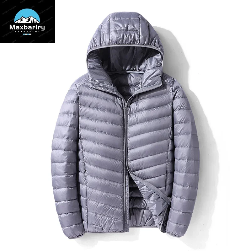 Winter Men's Down Jacket Solid Color Outdoor Waterproof White Duck Down Warm Jacket Lightweight And Portable Men's Clothing