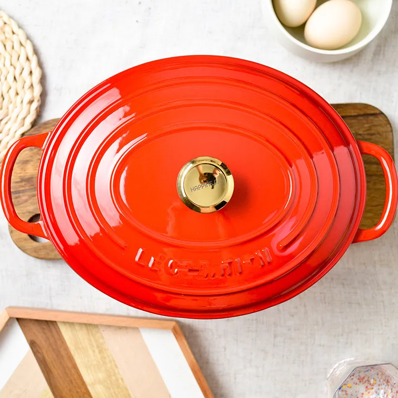 Velaze 5L Oval Dutch Oven, Non Stick Cooking Pan Pot Dutch Oven, Enamel