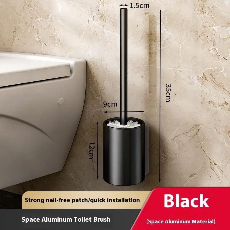 Space Aluminum Wall-Mounted Toilet Brush Holder - Easy-to-Clean Bathroom Accessory