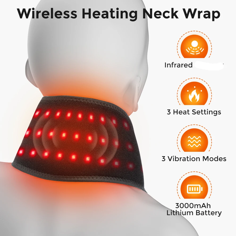 Electric Red Light Heating Neck Belt 660-850nm Infrared Neck Cervical Protection Neck Vibration Massage Pad