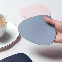 Leather Droplet Shape Mat Coaster Solid Color Heat Resistant Coffee Placemat Minimalist Non-slip Table Mat Kitchen Accessories 5