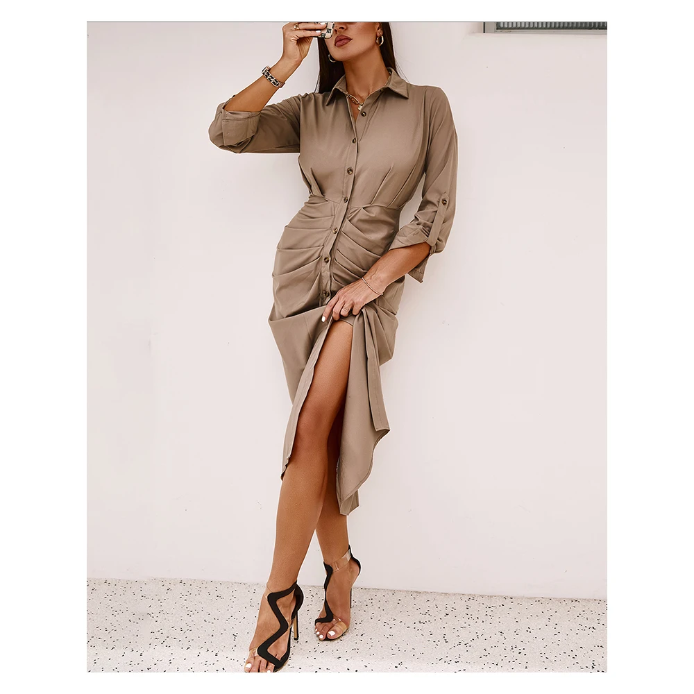 Chicme Women High Slit Button Front 