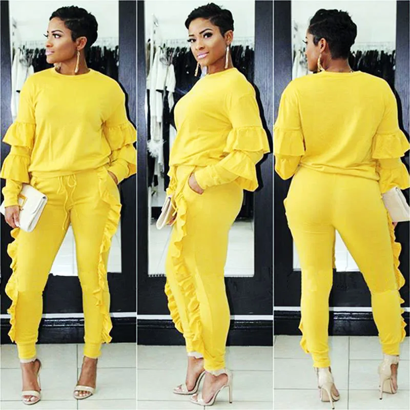 Women Plus Size 3xl Tracksuits Long Sleeve Casual Tops And Pants Suits