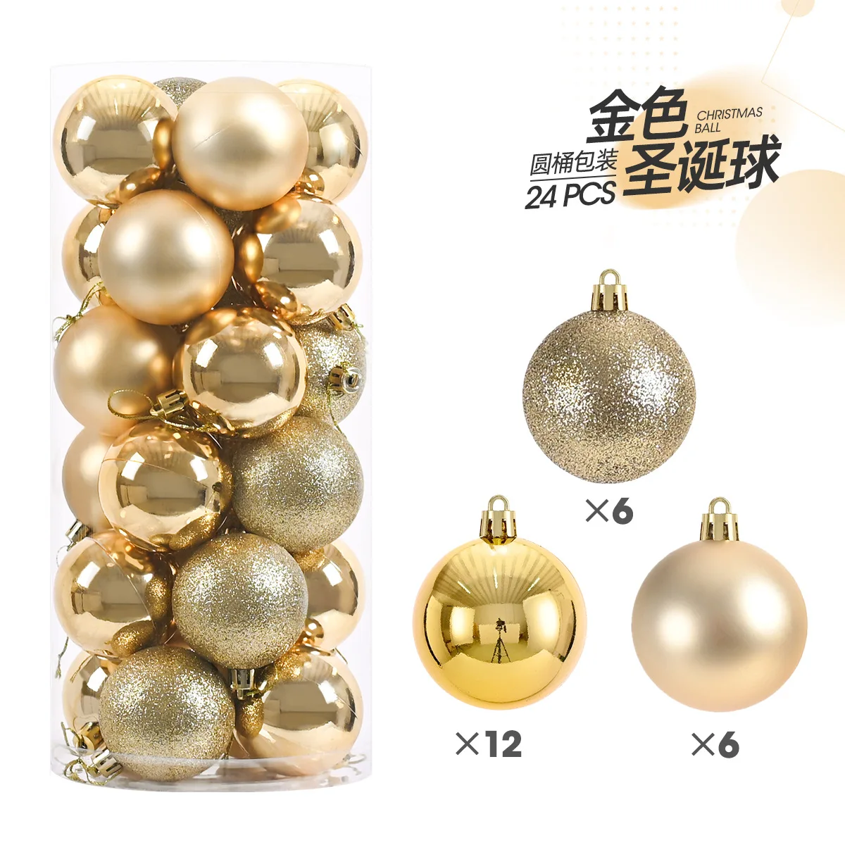 24 piezas de decoración para árbol de Navidad, bolas de Navidad, colgantes para fiestas de Navidad, adornos navideños para el hogar, accesorios de bricolaje