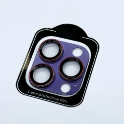 Optik Pro Two - Tone Camera Lens Protector - Tempered Glass Full Cover Cap - 14 14Plus (Purple)