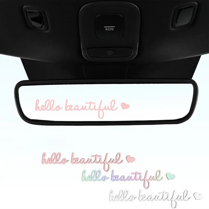 Hello Beautiful Mirror Decal mirror wall sticker car trunk sticker Waterproof PVC Rearview Mirror Sticker