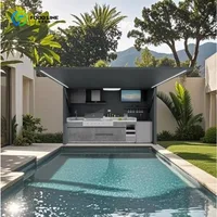 Meubles de cuisine d'extérieur personnalisés résistants aux intempéries avec îlot et évier, appareils de cuisine d'extérieur pour maison capsule, hôtel 3