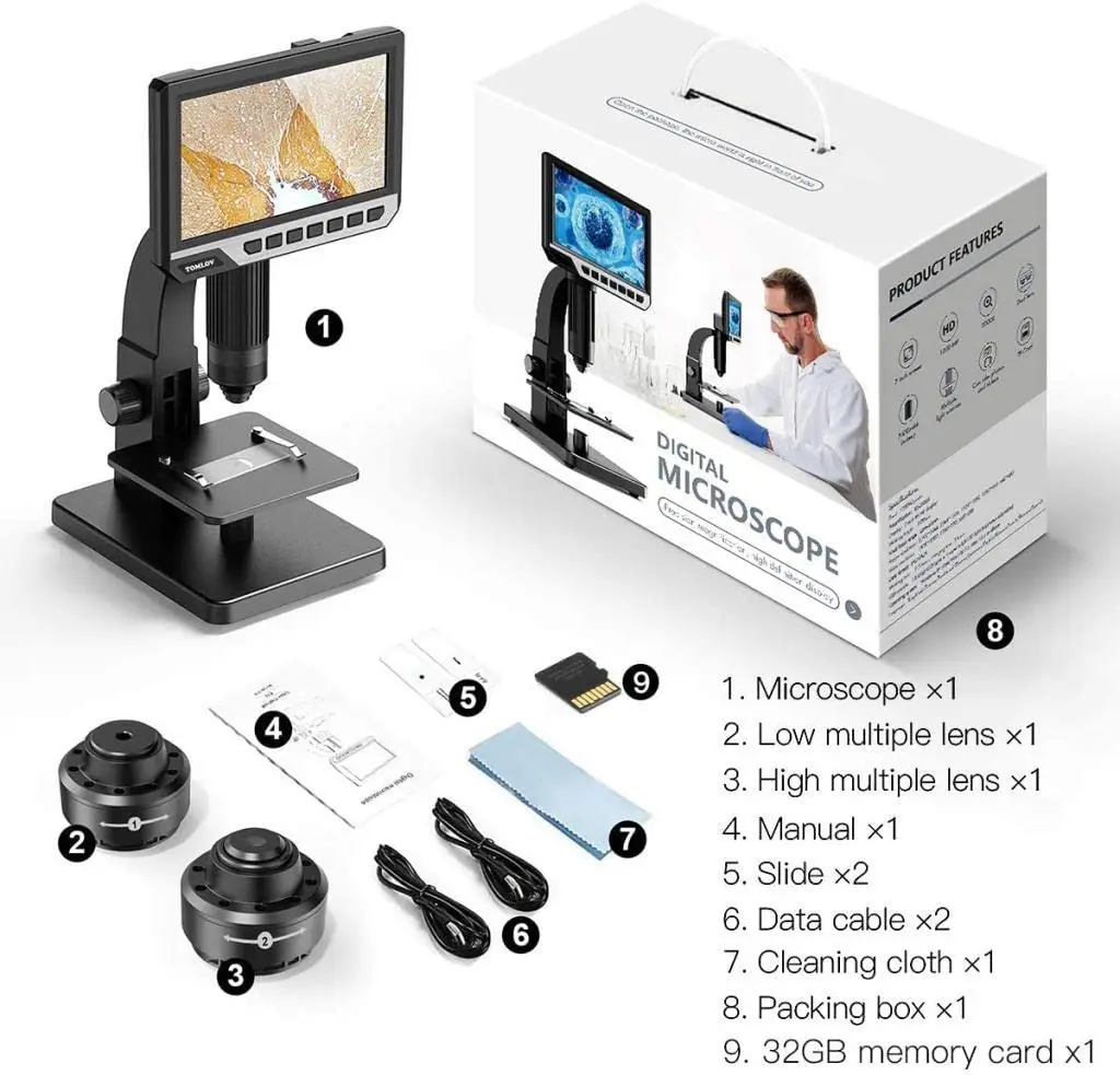 7 Inch Microscope ZJchao Digital Microscope With 7" IPS Screen - 2000X Magnification HD For PCB Repair & Inspection The Miniscope