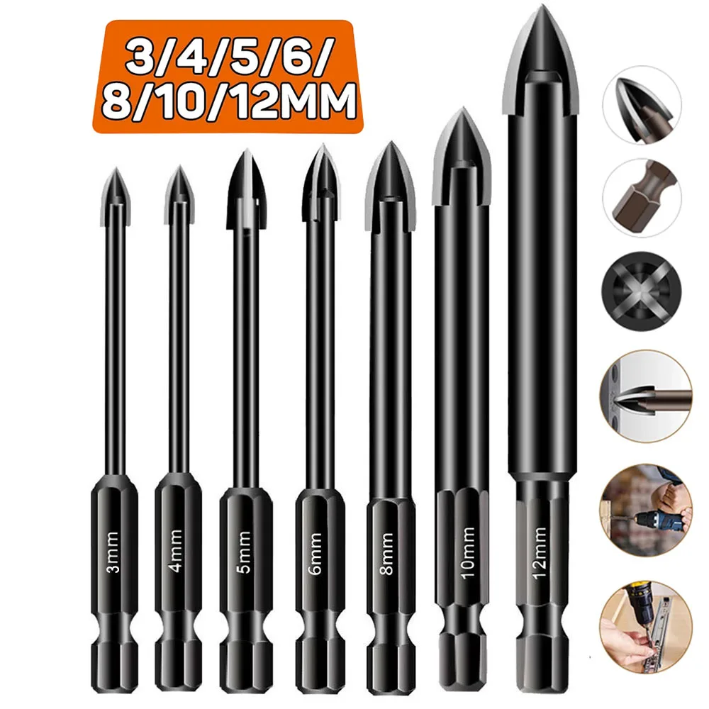 

Cross Hex Tile Bits Glass Ceramic Concrete Hole Opener Alloy Triangle Drill Size 3/4/5/6/8/10/12mm drill bits Glass Bits