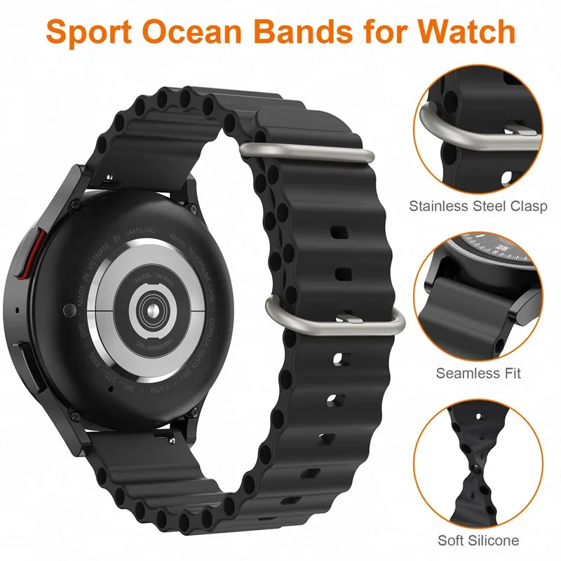 20 mm 22 mm Silikon-Ozeanband für Samsung Galaxy Watch6/4/5/5Pro/Active 2/Huawei Watch GTR-Armbänder für Amazfit Bip/GTS-Armband – Detail 4