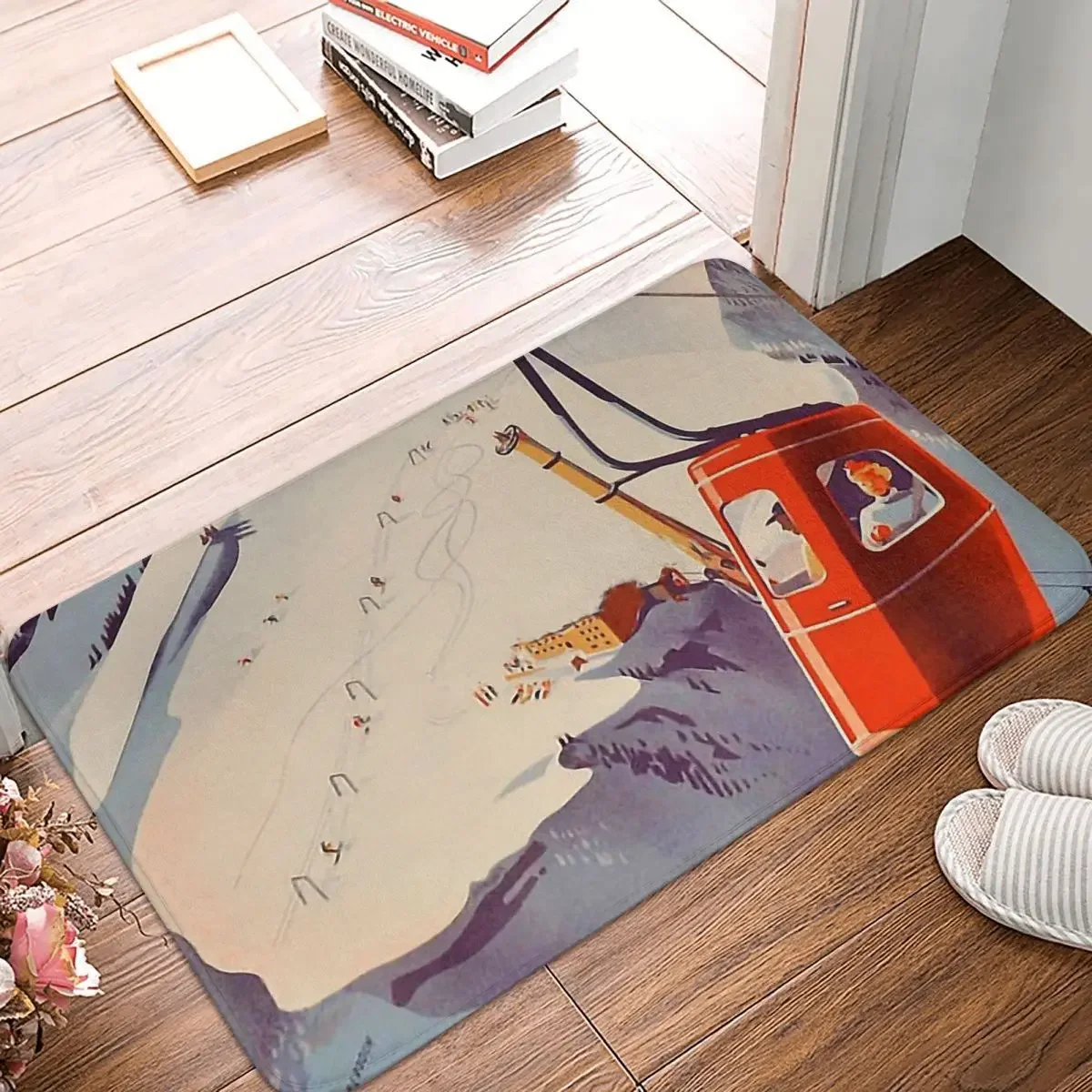 Vintage German Gondola Sport Ski Travel Poster Kitchen Tappeto Antiscivolo La Rilegatura Del Tappetino Della Camera Da Letto Di Isacco