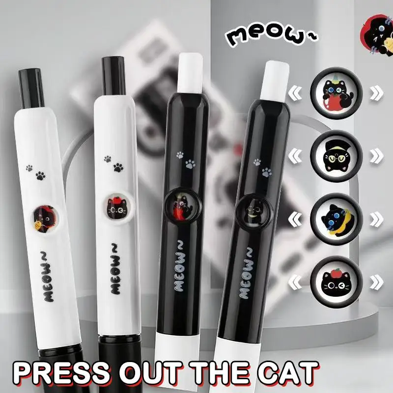 4/12/20Pcs 0.5mm 빠른 건조 검정 잉크-부드러운 필기 수납식 펜 카와이 고양이 발 펜 학교 저널링 생일 선물
