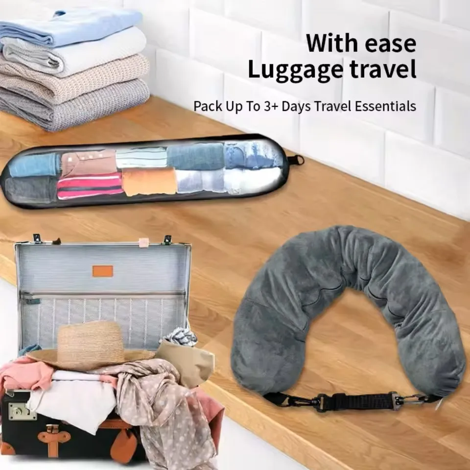 Deluxe Adjustable Travel Pillow with Storage Pouch - Comfortable & Lightweight Neck Support