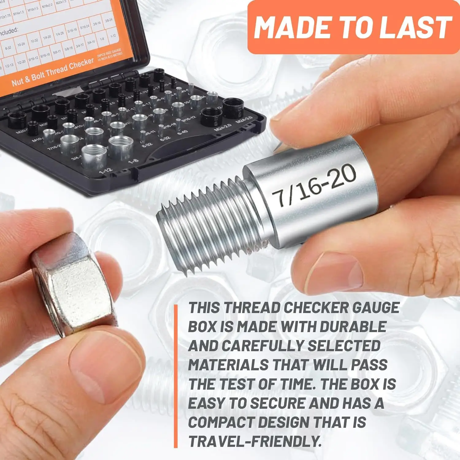 Thread Checker Gauge Set Nut Bolt Thread Identifier 52PCS/44PCS Metric & Inch Sc