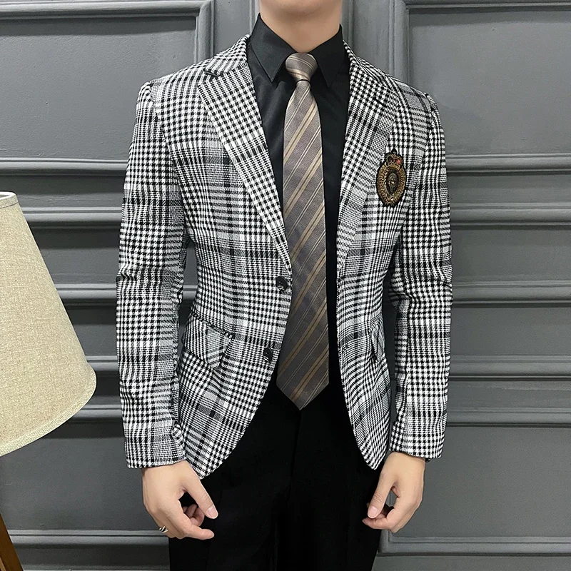 Blazer Masculino Men's Fashion Business Casual Professional Dress Wedding Gentleman Hosts The British Style Slim-fit Suit Blazer