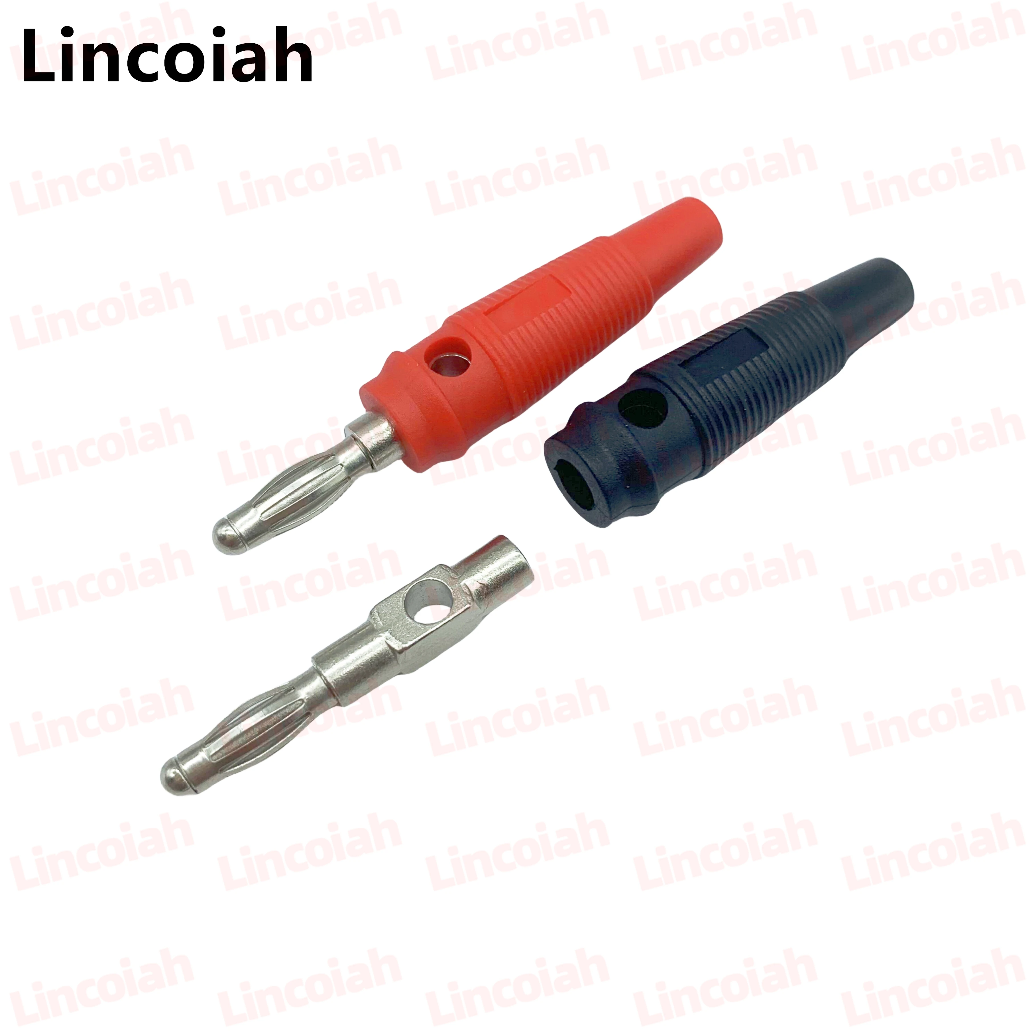 10Pcs Red and Black 4mm Solderless Side Stackable Banana Plug