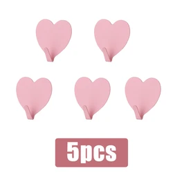 Pink Heart - Shaped Stainless Steel Adhesive Wall Hook for Keys, Clothes, and Towels (Light pink - 5pcs)