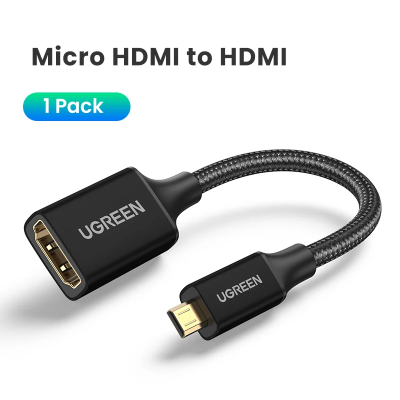 UGREEN-adaptador Micro HDMI de alta velocidad, Cable de 22cm, macho a  hembra, HD 4K/60Hz, 3D, para Raspberry Pi 4 GoPro - AliExpress