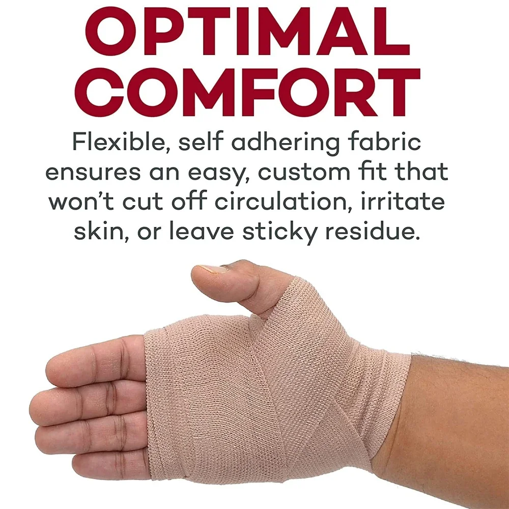 Elastic Bandage Wrap 1 Roll Premium Cotton Latex Free Compression Bandage Wrap with Self-Closure Support First Aid for Sports