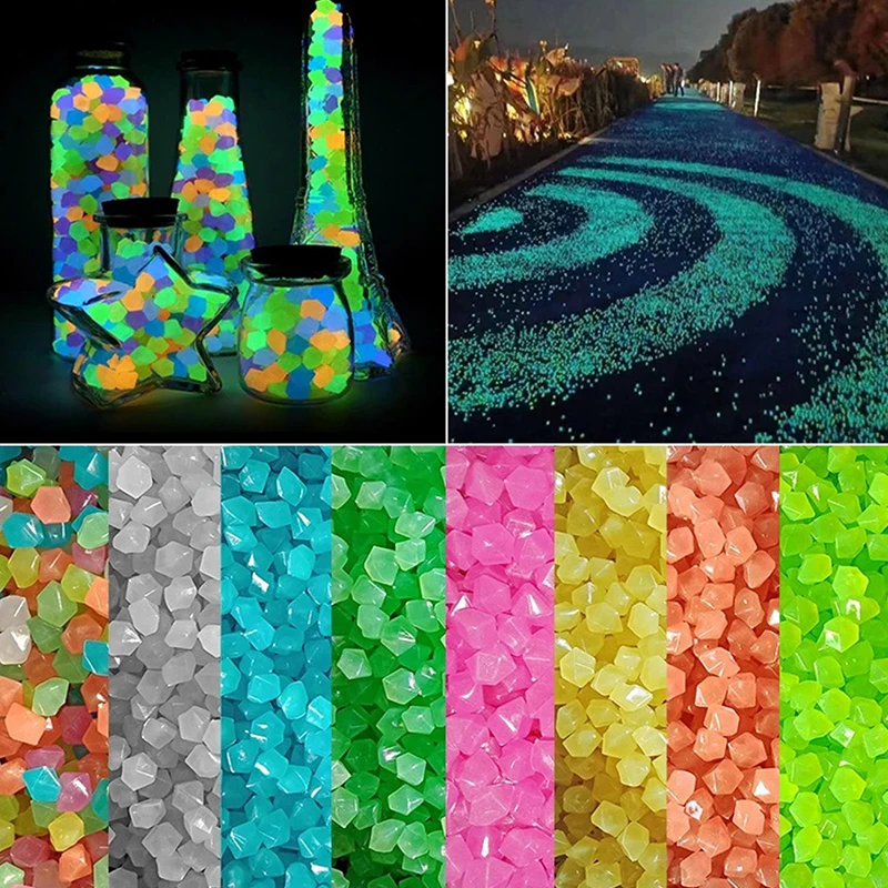 

50PCS Resin Stone Octagonal Rhombus Style Outdoor Luminous Stones Glow In Dark Garden Pebbles Fish Tank Decoration