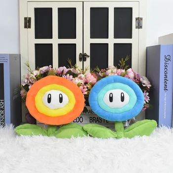 Mario Cartoon Game Plush Toy Bros Red Flame Flower Blue Ice Flower Soft Stuffed Doll Plush Toys Birthday Gifts 2