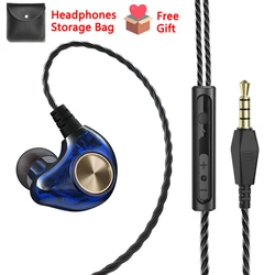 Enhanced Bass Wired Headphones with Microphone - Noodle Style Sport Earphones (Blue)