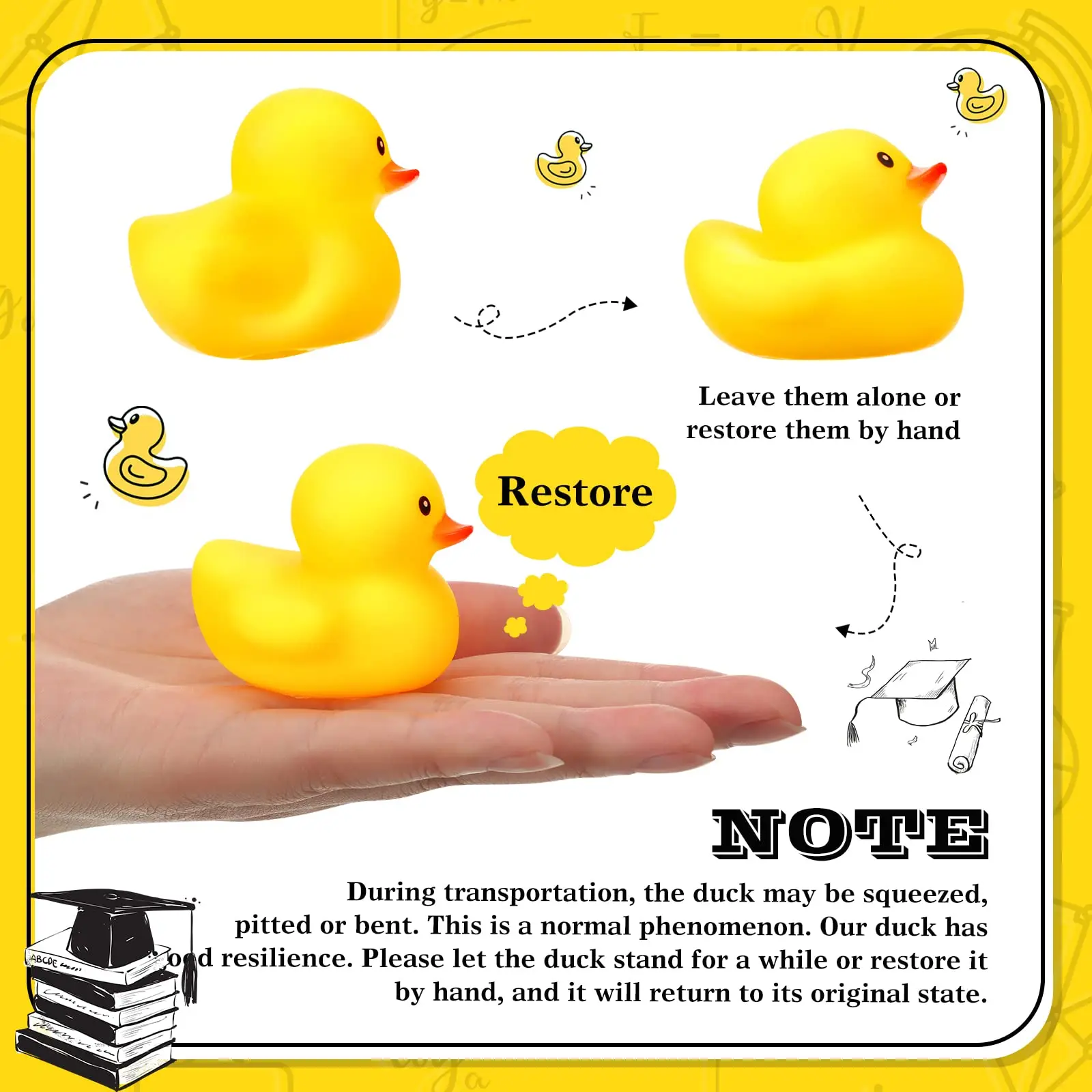 48PC Graduation Rubber Ducks Graduation Gift  Duck Party Bath Duck for Student Graduation Gifts Party Favor Cap 3
