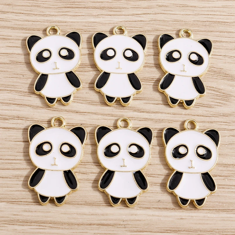 10 teile/los Cartoon Tier Charms für Schmuck Machen Emaille Panda Bambus Charms Anhänger für Halsketten Ohrringe Handwerk Geschenke – Detail 11