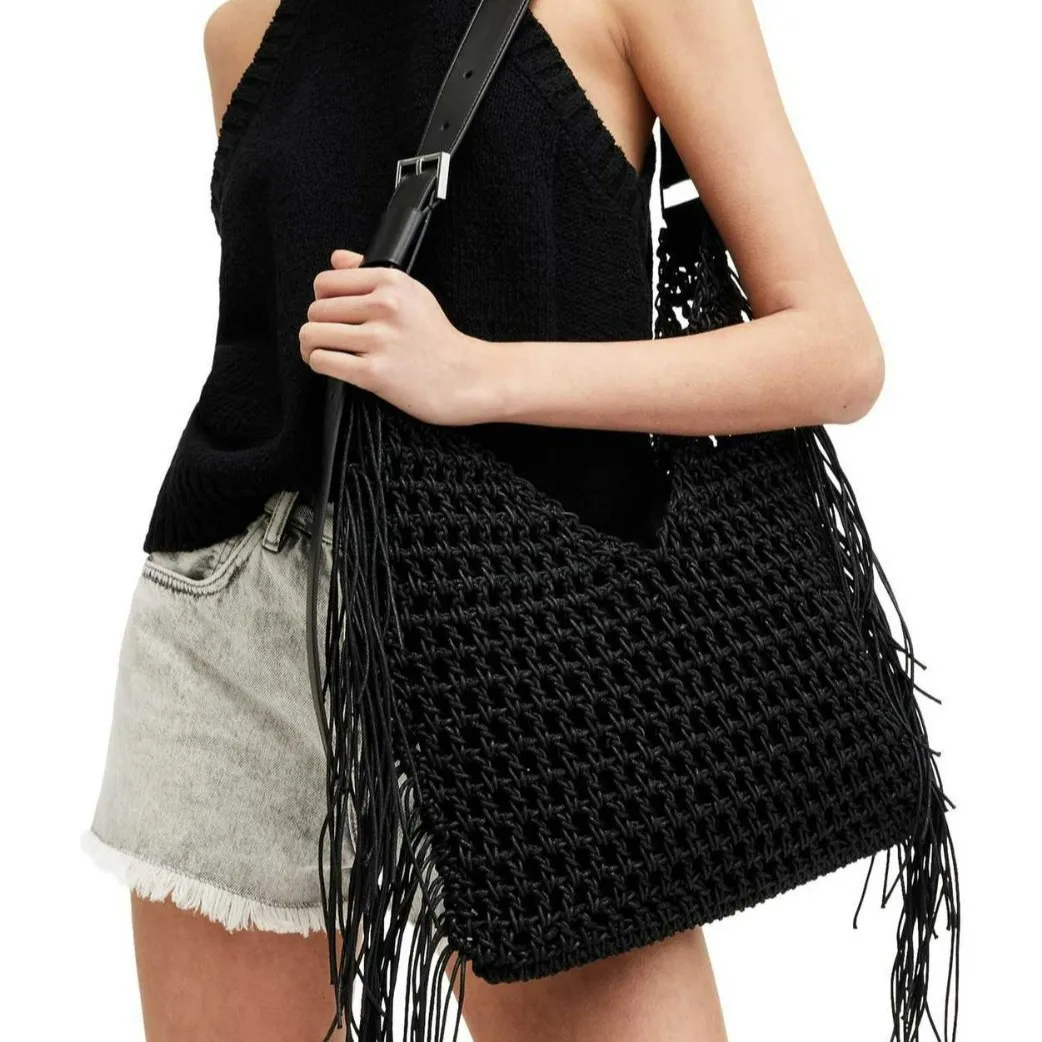 Designer Luxury Tote Bag Women 2025 New Large Capacity Bohemian Style Beach Bag Handmade Woven Hollow Out Tassel Shoulder Bag