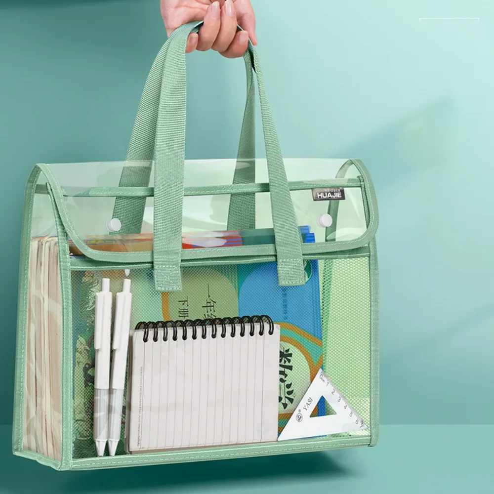 PVC 투명 파일 가방, 다기능 투명 문서 가방, 두꺼운 대용량 테스트 핸드백, 학교 사무용품