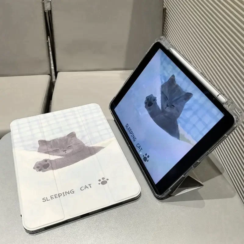 Adorable Kitten Design Pencil Holder Tablet Case