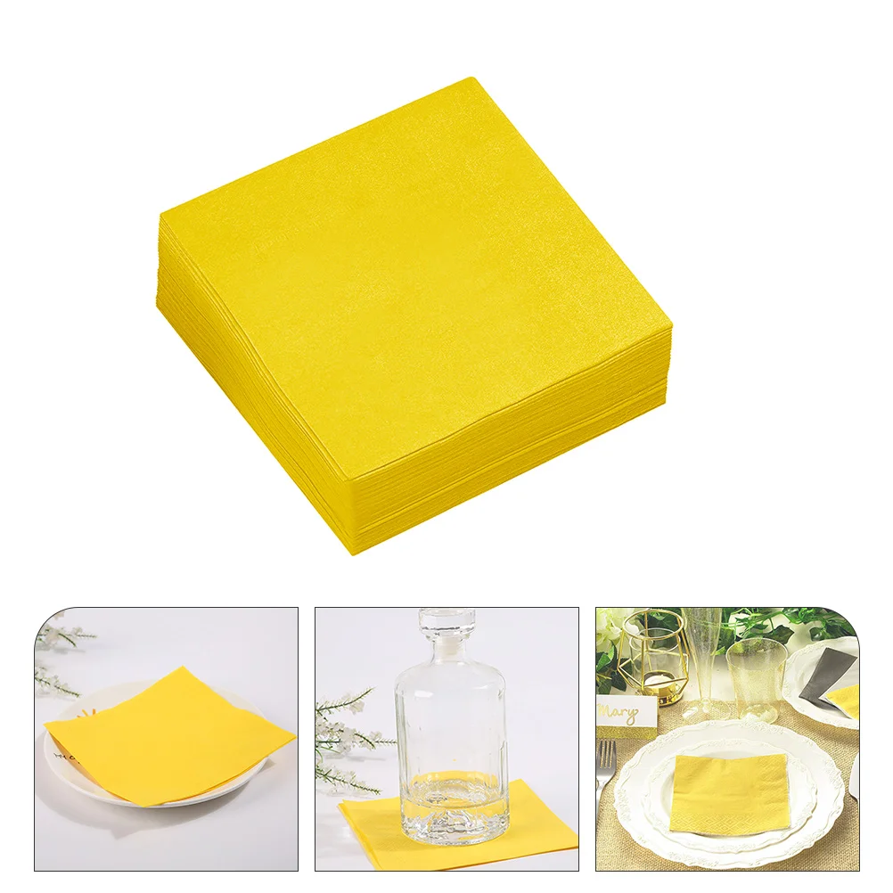 80 Pcs Birthday Party Yellow Napkins Decorative Table Decors Light Tissue Paper