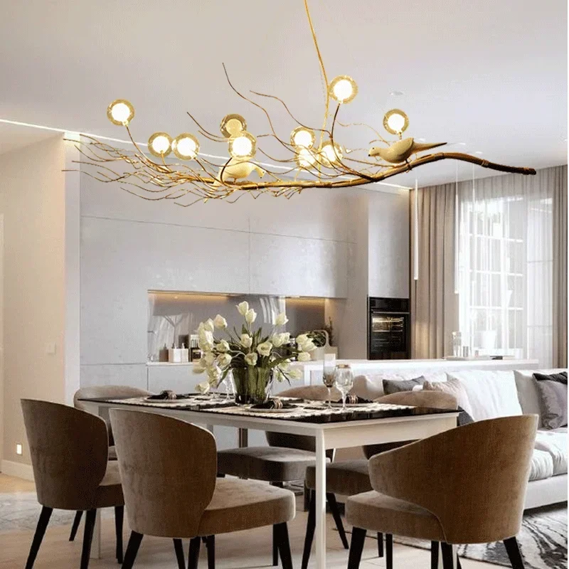 Retro Iron Branch Led Pendant Chandeliers Nordic Dining Room Lighting Bird Nest Hanging Lights Fixture led chandelier ceiling chandelier
