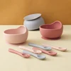 3PCS Baby Silicone Dinner Set Suction Dishes Waterproof Spoon Fork Feeding Training Sets For Children Food Grade Baby Tableware 1