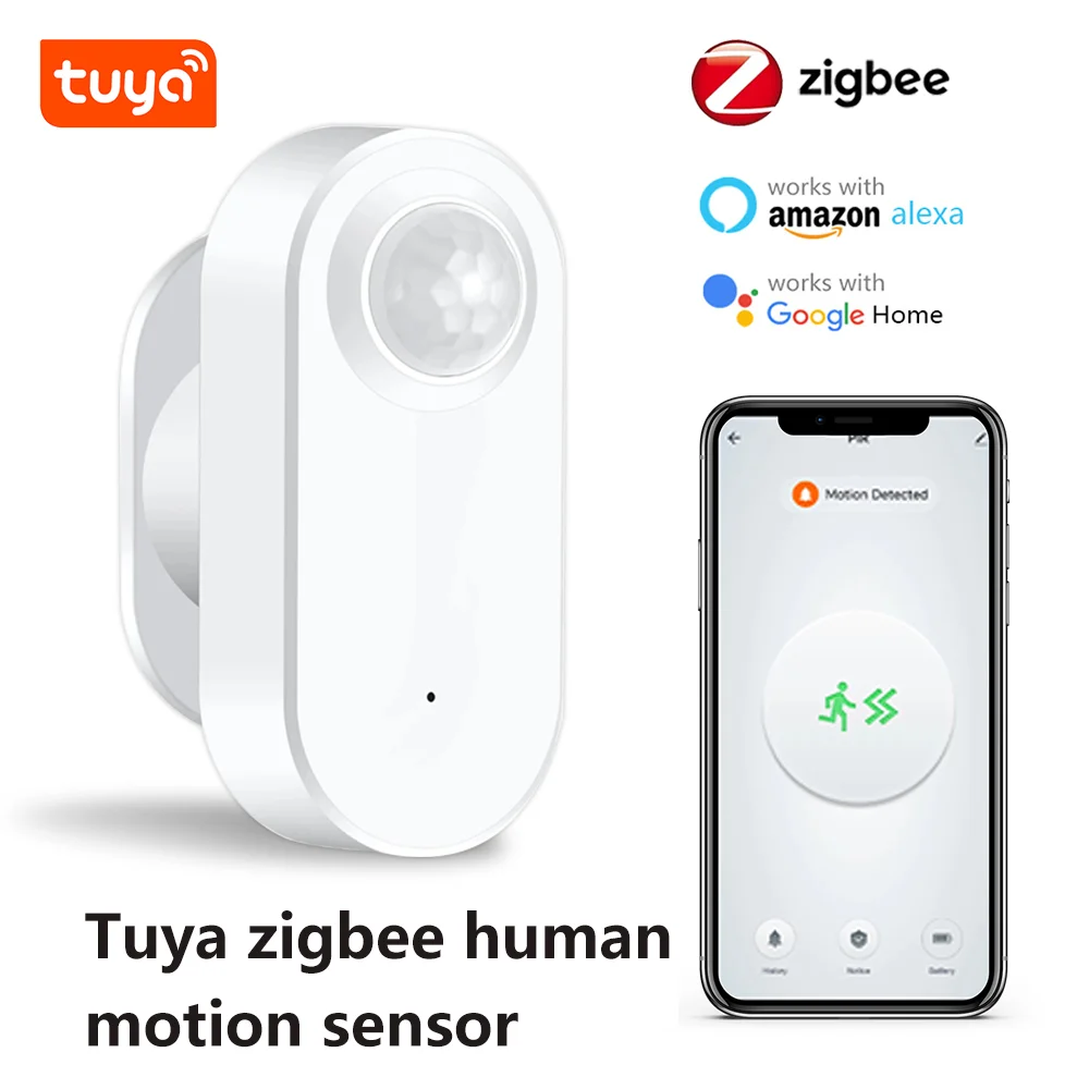 Tuya Smart Zigbee PIR Motion Sensor home Security Burglar Alarm Detector PIR Sensor Smart Life support Alexa Google Assistant motion sensor pir motion sensor