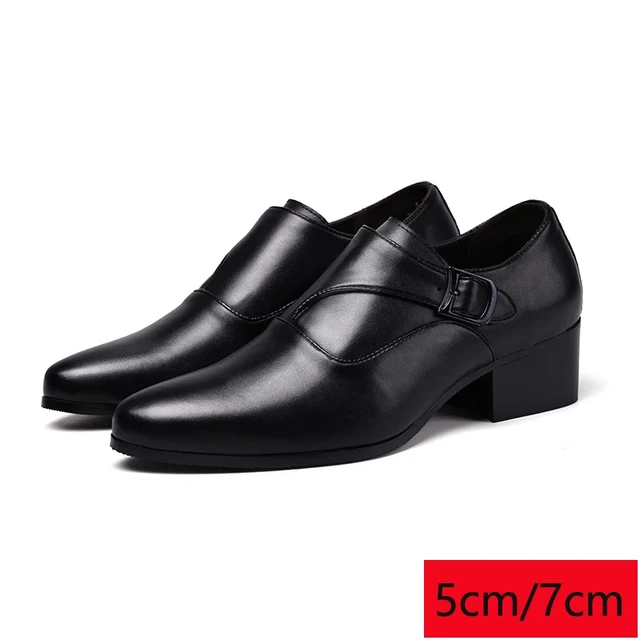 Mens Genuine Leather Formal Shoes High Heels Luxury Trend Business Shoes  for Man Vintage Black Social Shoes Increase Height (Color : Hortel�, Size :  42): Buy Online at Best Price in UAE - Amazon.ae