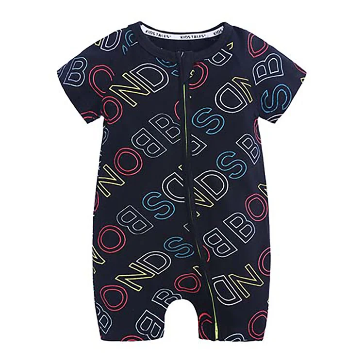 Newborn Knitting Romper Hooded  Cartoon Print Baby Romper Fashion Toddler Girl Summer Clothes Cotton Zipper Short Sleeve Newborn Boys Rompers 3-24 Months Newborn Sailor Romper Girls Boy Costume Anchor Baby Rompers