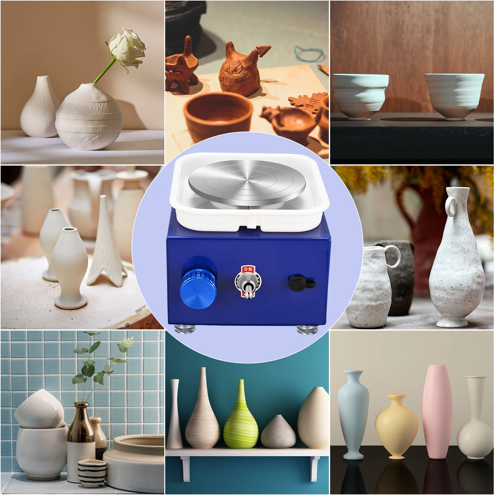 Pottery Wheel Ceramic Tools Ceramic Wheel Easy Operation Pottery Wheel Home Square Mini Water Basin Miniature Child Teach Pottery Drawing Clay Machine