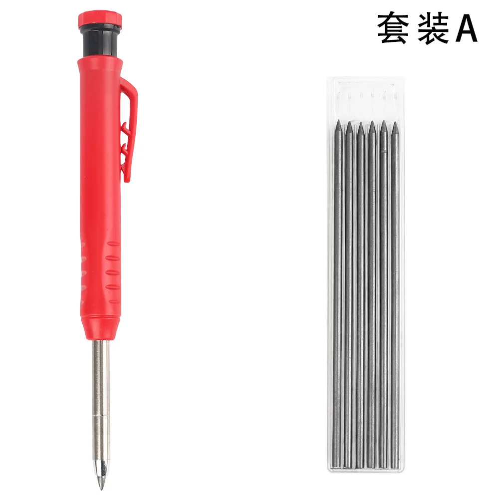 

Solid Carpenter Pencil with Refill Lead and Built-in Sharpener for Deep Hole Mechanical Pencil scribing Marking Woodworking Tool