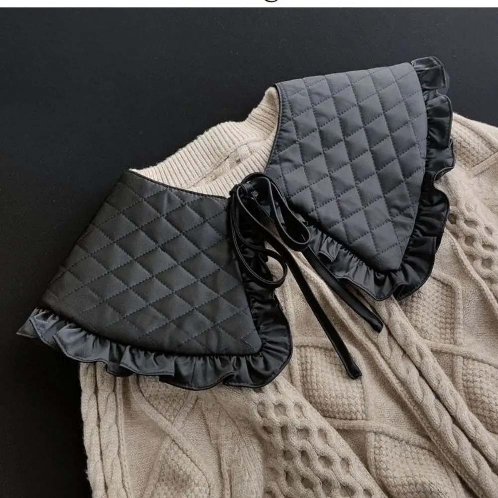 

Women Thick False Collar Shawl Padded Quilted Plaid Texture Necklace Scarf Winter Capelet Neck Cover Warmer