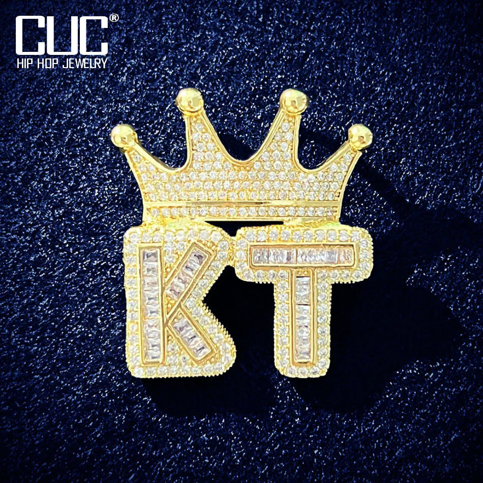 

CUC Custom Small Crown Bail Letter Name Pendant For Men Women Jewelry Bling Micro Pave Zirconia Hip Hop Necklace Chain