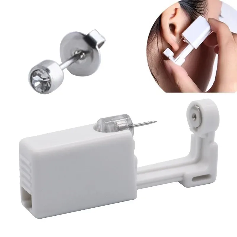 4MM 2PCS Disposable Sterile Ear Piercing Kit Cartilage Tragus Helix Piercing Gun No Pain Piercer Tool Machine Set Stud Jewelry