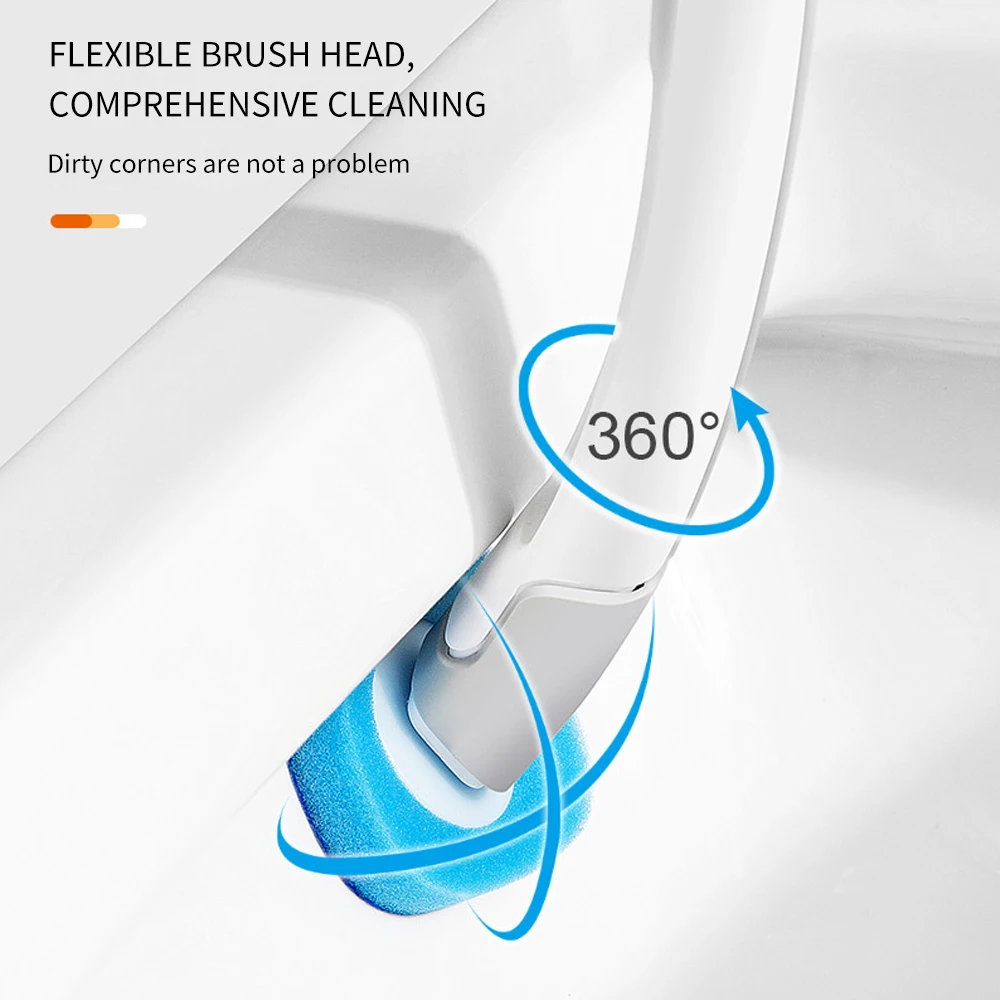 Toilet Brush Set Disposable Toilet Brush Cleaner with Long Handle Bathroom Cleaning Brush with Replaceable Head