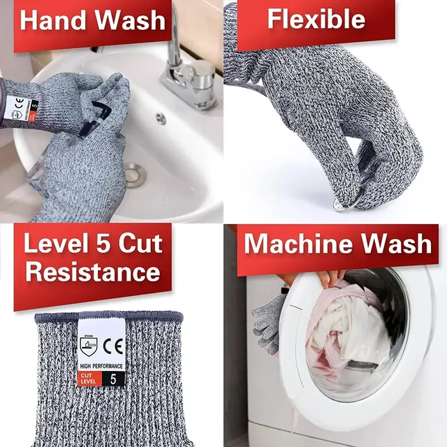 1 Pair Cut Resistant Gloves Level 5 Protection Food Grade Safety Cutting Gloves for Oyster Shucking Slicing Meat Wood Carving 3