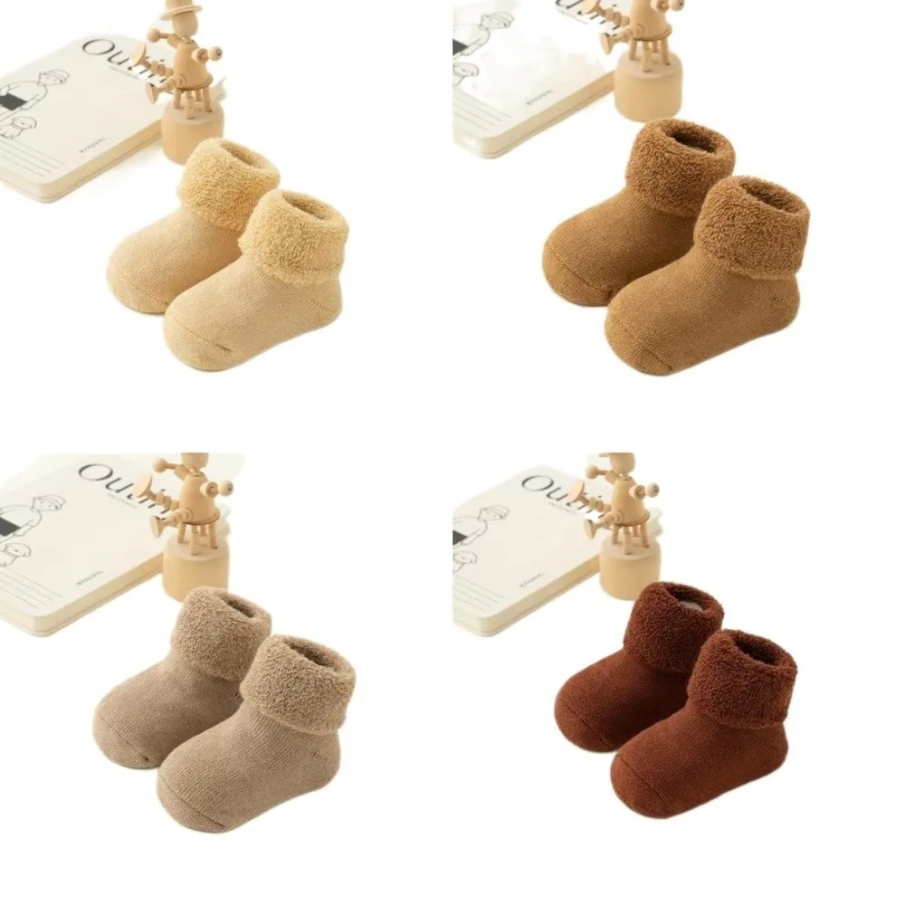 Fashion 0-3Year Kids Woolen Socks Winter Thick Warm Looped Snow Floor Socks Newborn Footwear Velvet Lining Toddler Baby Socks