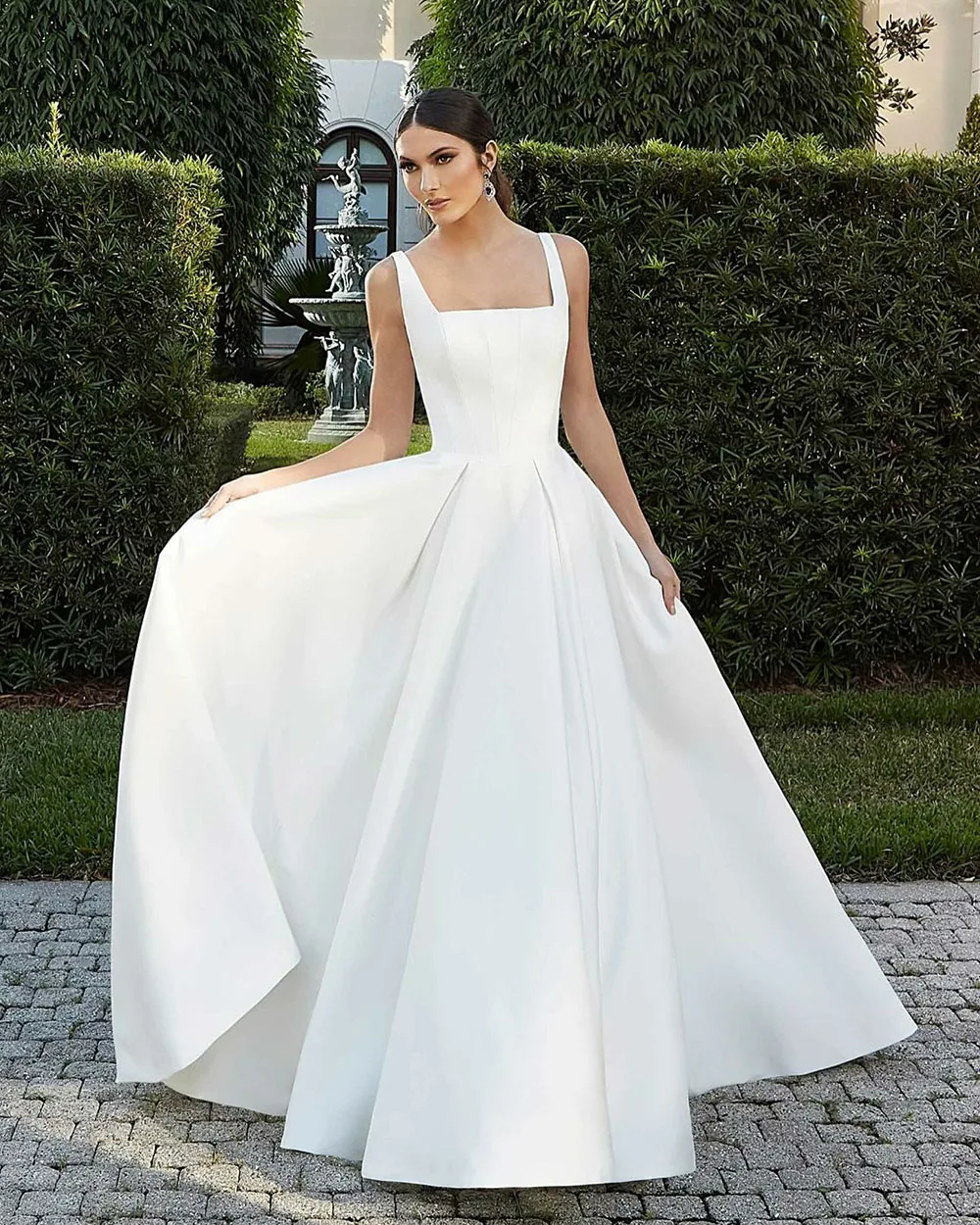 Modern A Line Wedding Dresses For Women 2025  Timeless Square Collar Bridal Dress Formal Brides Reception Gown Customized 3