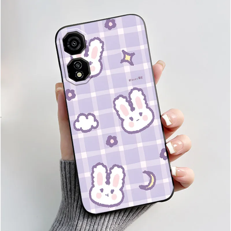 Cute Love Heart Rabbit Black Silicone Soft Protective Phone Case